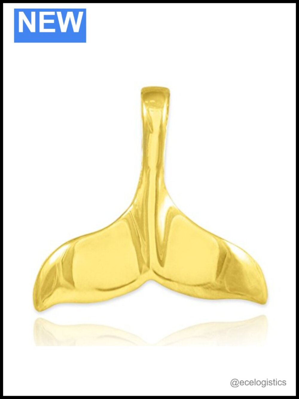 14K Yellow Gold Whale Tail Pendant Charm Dolphin